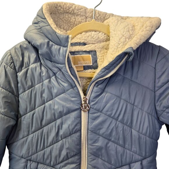 Michael Michael Kors Hooded Sherpa Lined Full Zip Puffer Jacket Size Girl's 10/1 - Picture 4 of 8